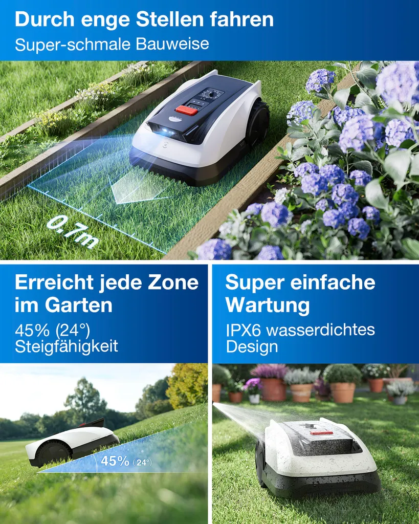 ecovacs goat o800 rtk, rasenmähroboter, 800 m², 22 cm, 3 cm, 8 cm, 45% ecovacs goat o800 rtk, rasenmähroboter, 800 m², 22 cm, 3 cm, 8 cm, 45%